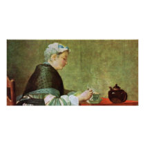 Die Teetrinkerin By Chardin Jean-Baptiste Siméon ( Photo Card