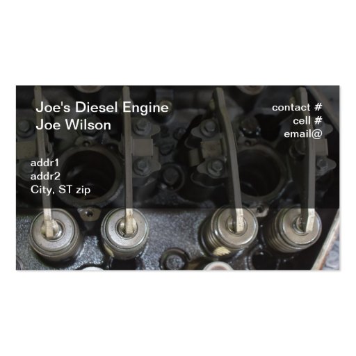 Diesel engine valves business card (front side)