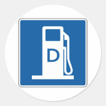 Diesel Gas Street Sign Round Stickers