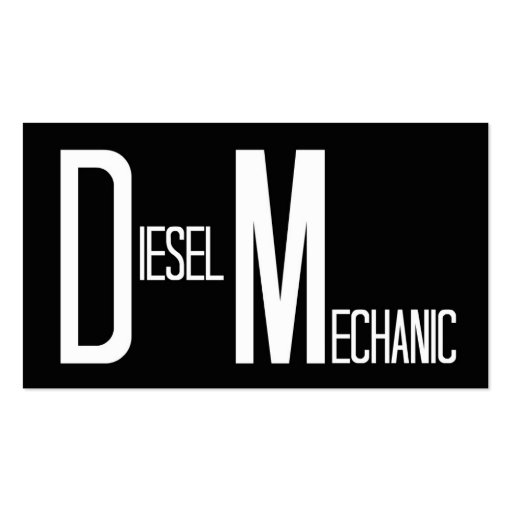 Diesel Mechanic Black Simple Business Card (front side)