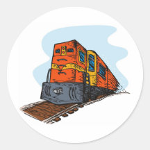 diesel passenger train freight locomotive round sticker
