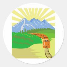 diesel train passenger freight locomotive round sticker