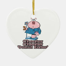 diet cheater donut eating piggy cartoon christmas tree ornament