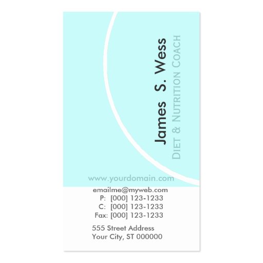 Diet & Nutrition Designs Business Card Templates (front side)