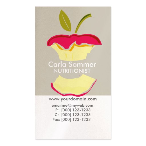 Dietician NutriTionist Weight Loss Health Business Cards (front side)