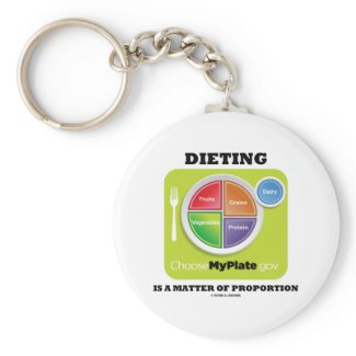 Dieting Is A Matter Of Proportion (MyPlate Logo) keychain