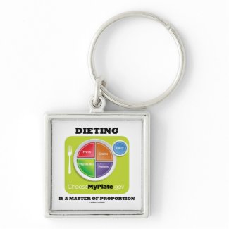 Dieting Is A Matter Of Proportion (MyPlate Logo) keychain