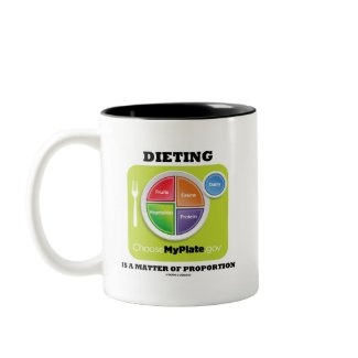 Dieting Is A Matter Of Proportion (MyPlate Logo) mug