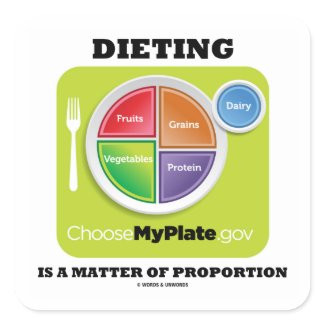 Dieting Is A Matter Of Proportion (MyPlate Logo) sticker