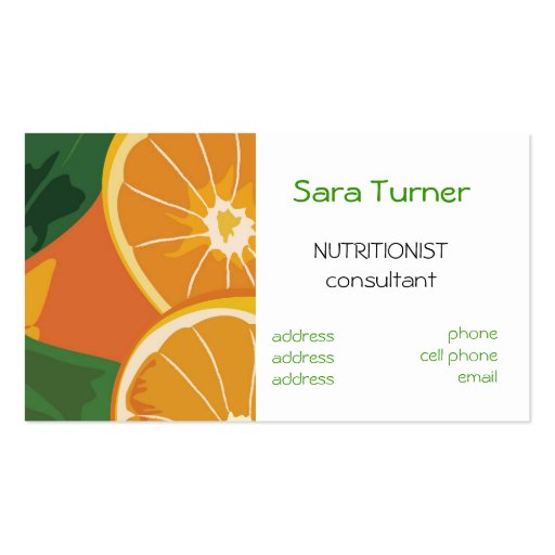 Dietitians and Nutritionists  Business Card (front side)