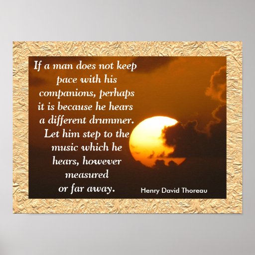 Different Drummer Thoreau quote poster Zazzle