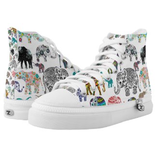 Different Style Elephants In Different Colors Printed Shoes