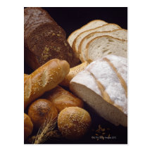 Different types of artisan bread postcard