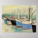 Digby, Nova Scotia, Fishing Boats, Watercolor posters