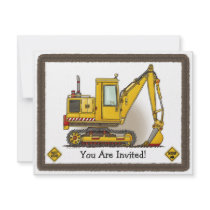 Digger Shovel Kids Party Invitation
