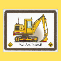 Digger Shovel Kids Party Invitation invitations
