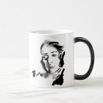 Digital Artistic Ink Woman Black & White mugs