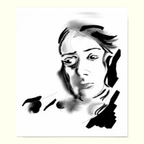Digital Artistic Ink Woman Black & White posters