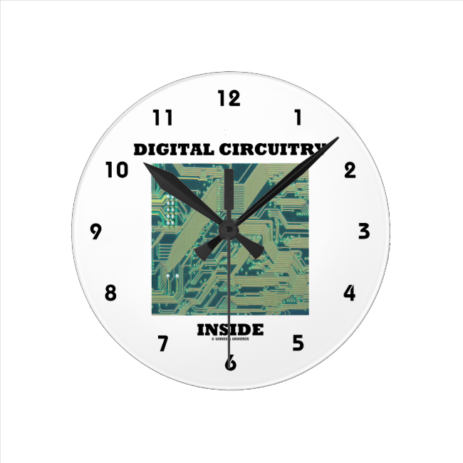 Digital Circuitry Inside (Circuit Board) Round Clocks