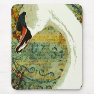 Digital Collage Swan mousepad