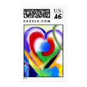 Digital color Hearts postage