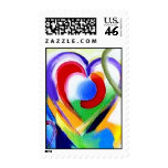 Digital color Hearts Postage Stamps