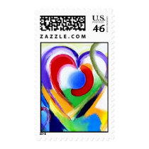 Digital color Hearts Postage Stamps