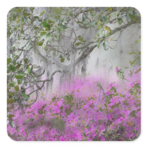 Digital Composite of Azaleas and magnolia tree Square Stickers
