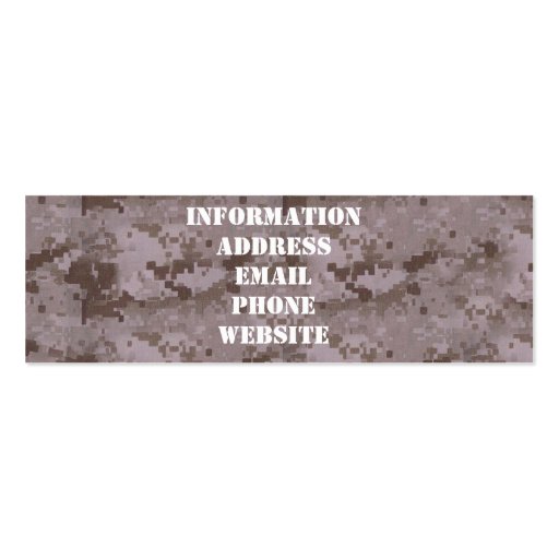Digital Desert Camouflage Business Card Template (back side)