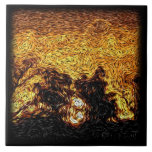 Digital Expressionism: Sky on Fire Sunrise Ceramic Tile