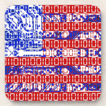 digital Flag (USA) & circuit board. Beverage Coasters
