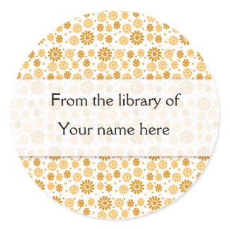 Digital Flowers Personalized Bookplates Classic Round Sticker