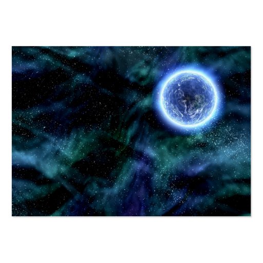 Digital Galaxy Alien Planet In Space Blue Nebula Business Card Template