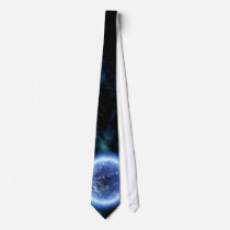 Digital Galaxy Alien Planet In Space Blue Nebula Custom Ties