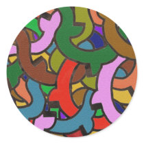 Digital Graffiti of Colorful Pipes Round Sticker