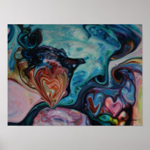 Digital Mixed Media Art by Karrilee  Hearts Abound Poster