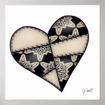 Digital Padded Patchwork - Heart-001 Poster