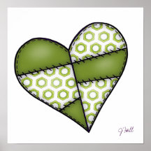 Digital Padded Patchwork - Heart-002 Poster