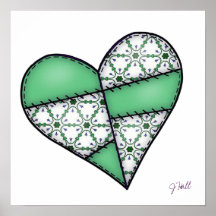 Digital Padded Patchwork - Heart-003 Posters