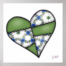 Digital Padded Patchwork - Heart-005 Posters