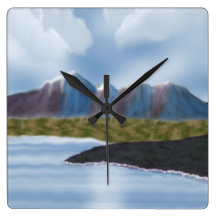 Digital Painting_Mountains and River Clock