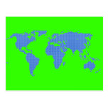 Digital pixel bitmap world map graphic post card