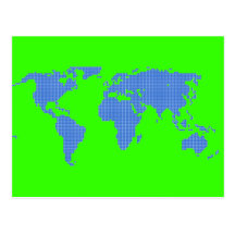 Digital pixel bitmap world map graphic post card