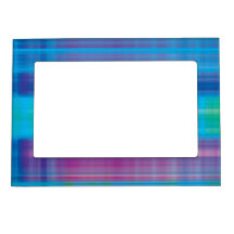 Digital Plaid Pink Blue Green Magnetic Picture Frame