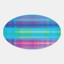 Digital Plaid Pink Blue Green Oval Sticker