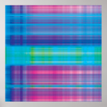 Digital Plaid Pink Blue Green Posters
