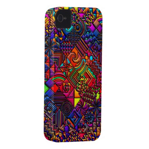 digital quilt modern retro Case-Mate iPhone 4 cases