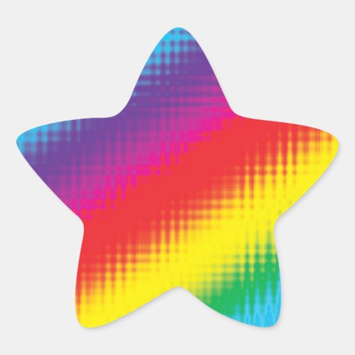 Digital Rainbow Lines Star Stickers