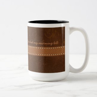 Digital Raw Hide Brown Leather Stitch Strap Funny Two-Tone Coffee Mug