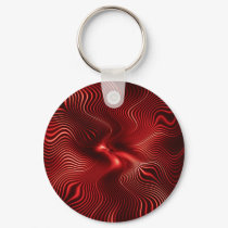 Digital Red Waves Keychain